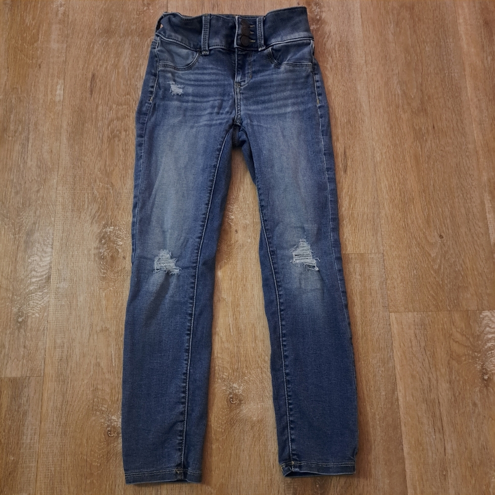 SO Good For Life Blue Denim Stretch Distressed Jeans Girl's Size 8
